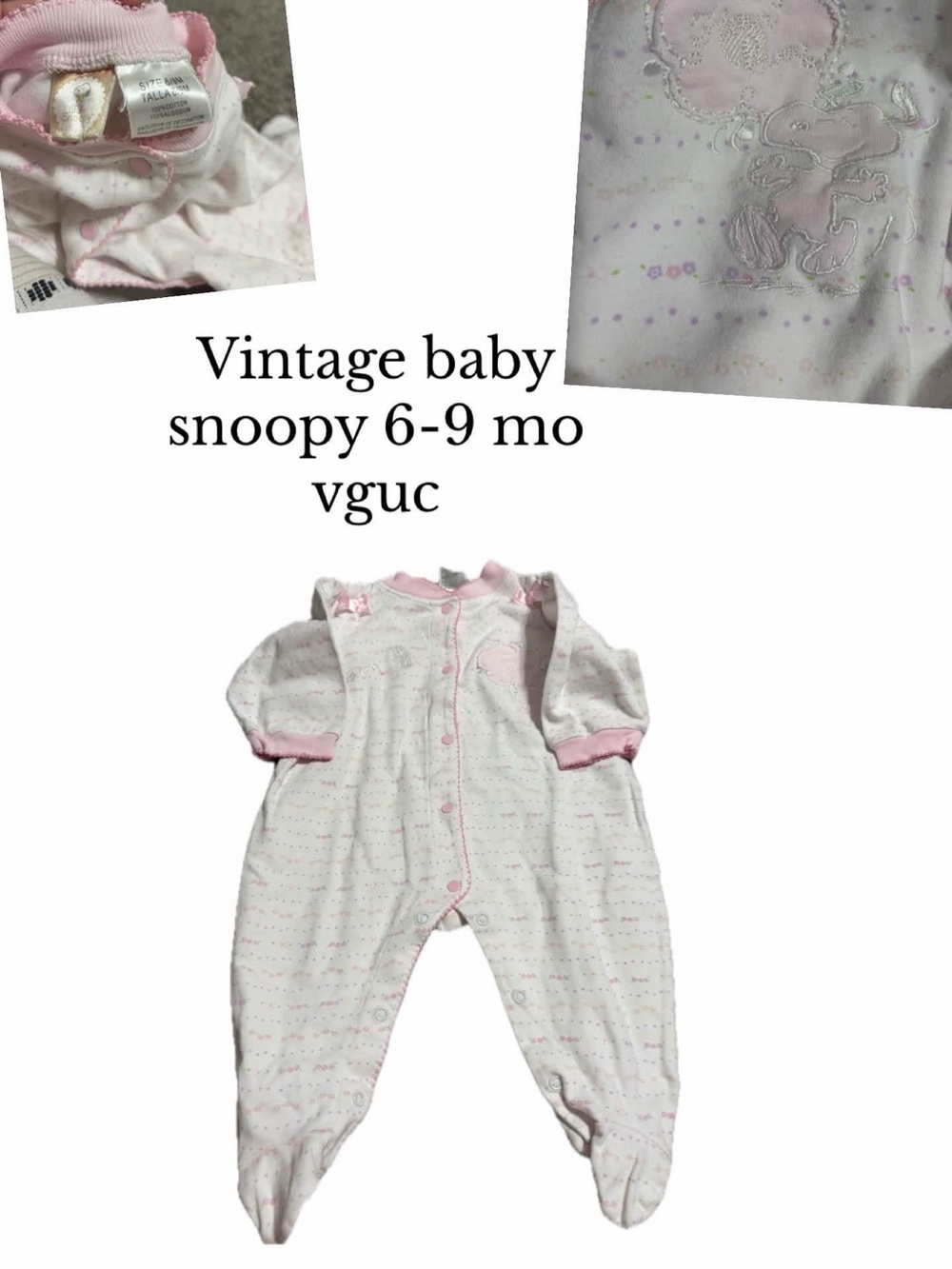 Vintage snoopy baby 6-9 month baby girl outfit
